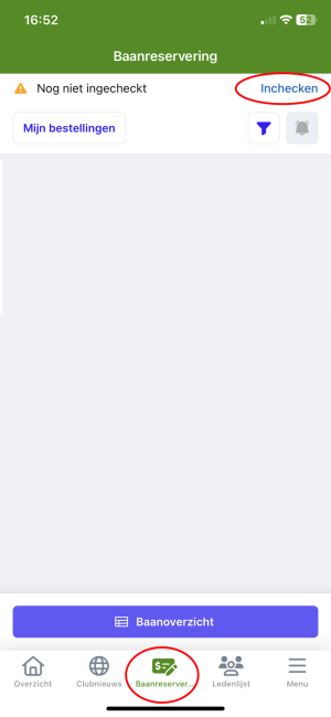 Incheck via baanreservering